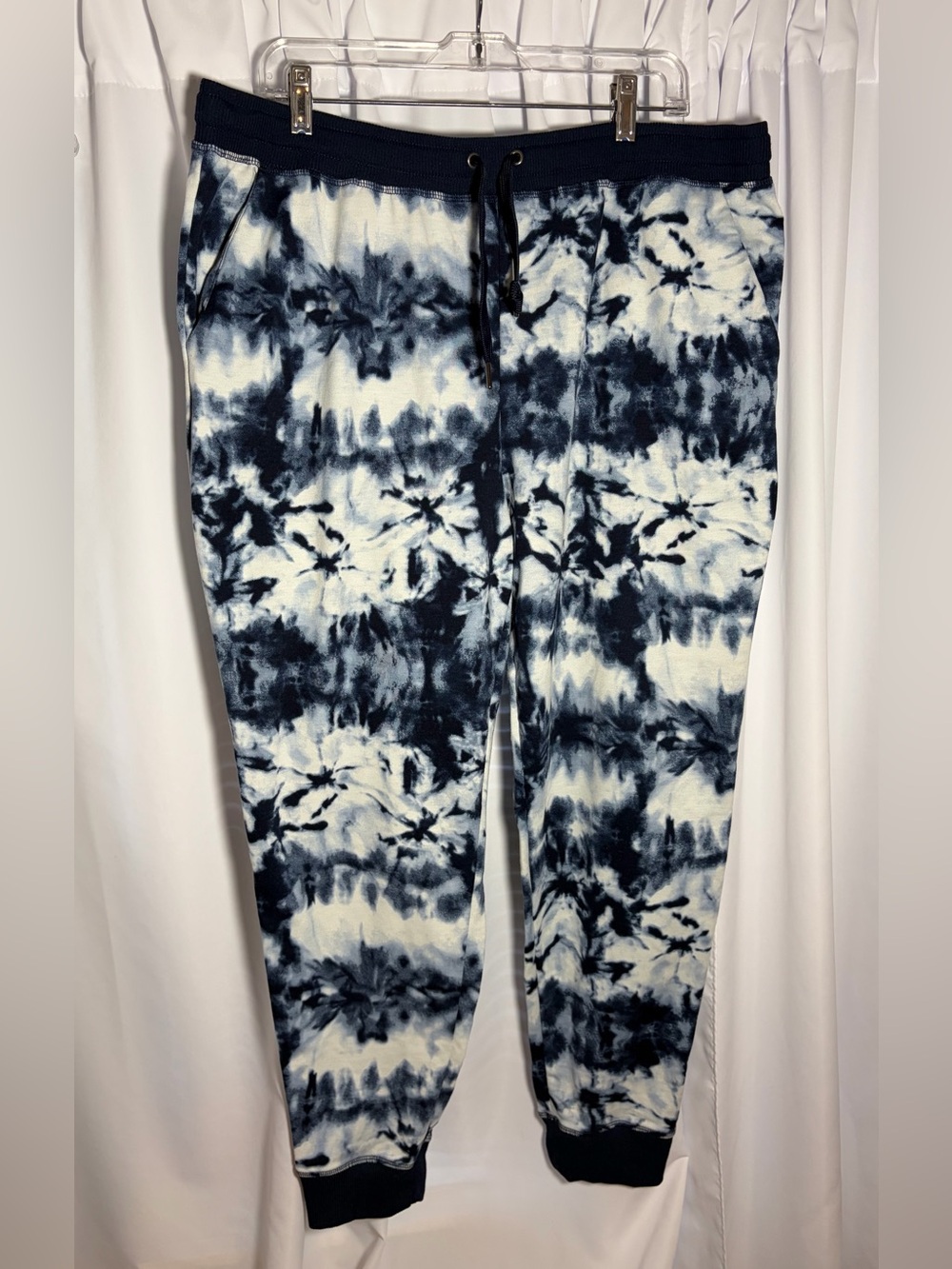 COZY Navy Blue & White Tie-Dye Joggers size 1X